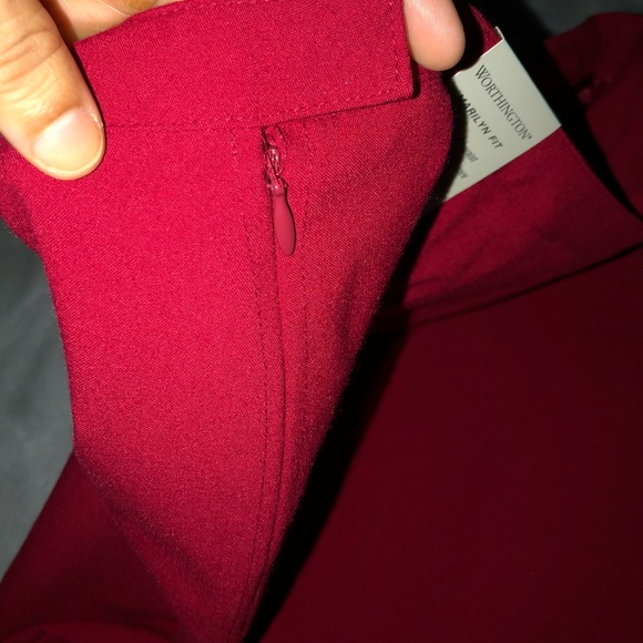 NWT! Worthington Skirt Red Pleated Pencil Career - Picture 5 of 12